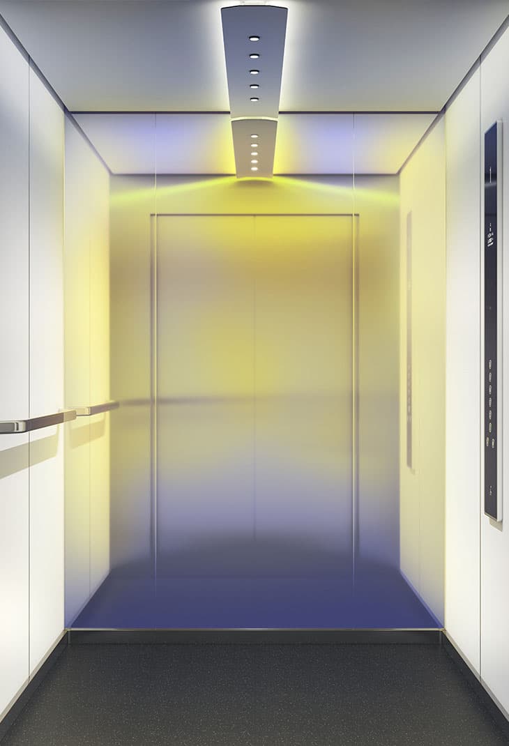 finition ascenseur iridescente